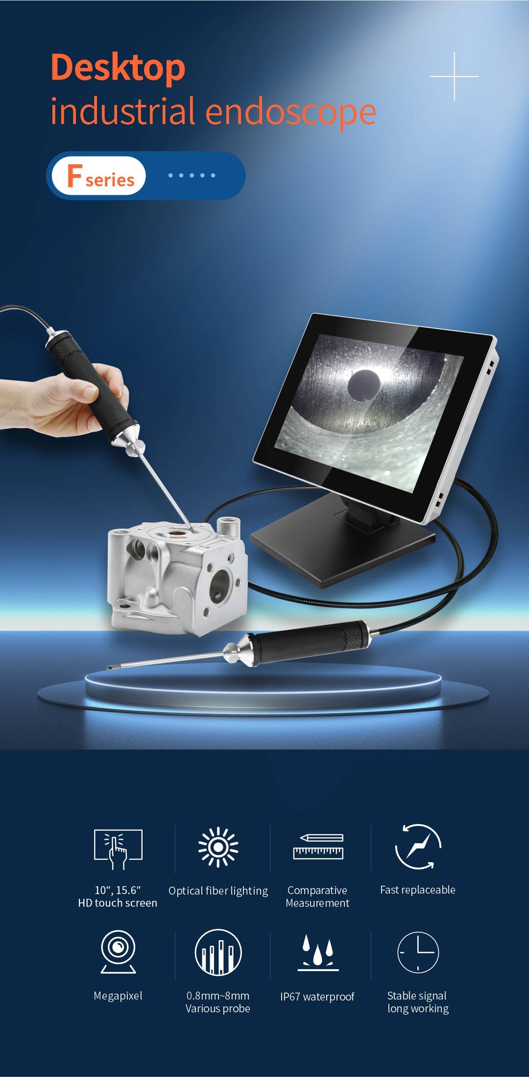 FHD Touch industrial endoscope
