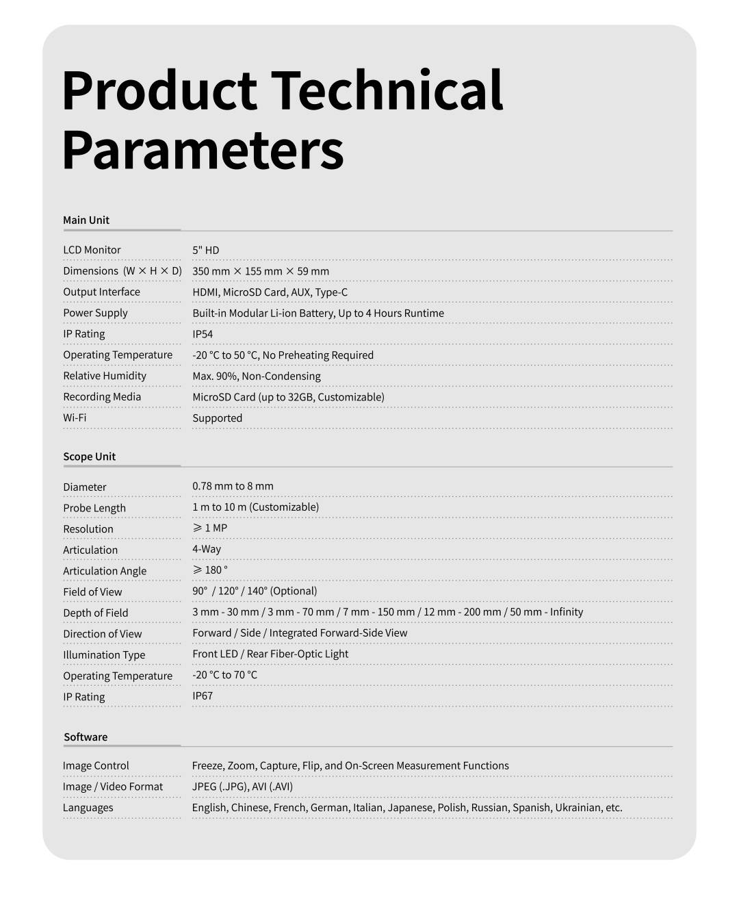 Product Technical Parameters