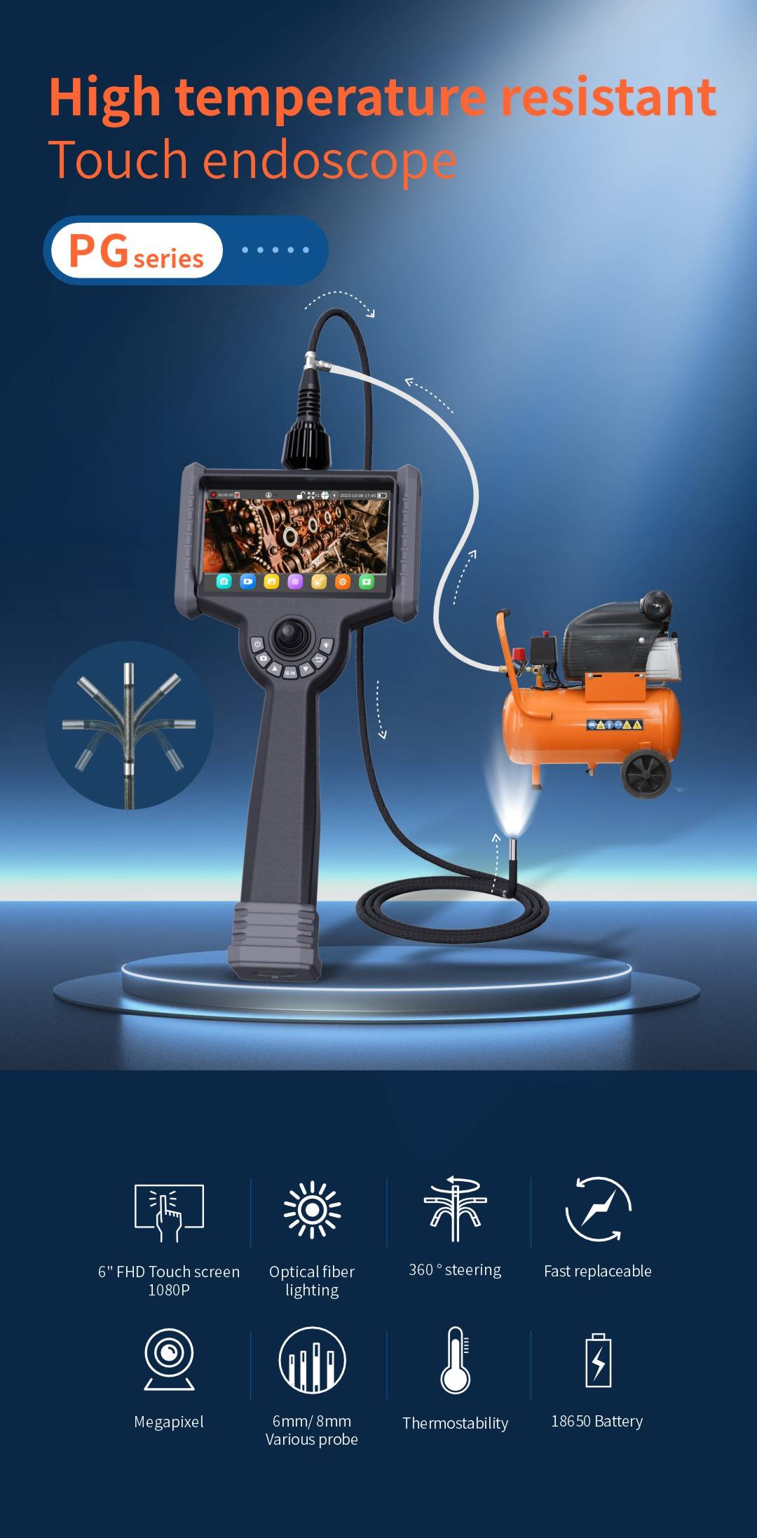 FHD Touch industrial endoscope